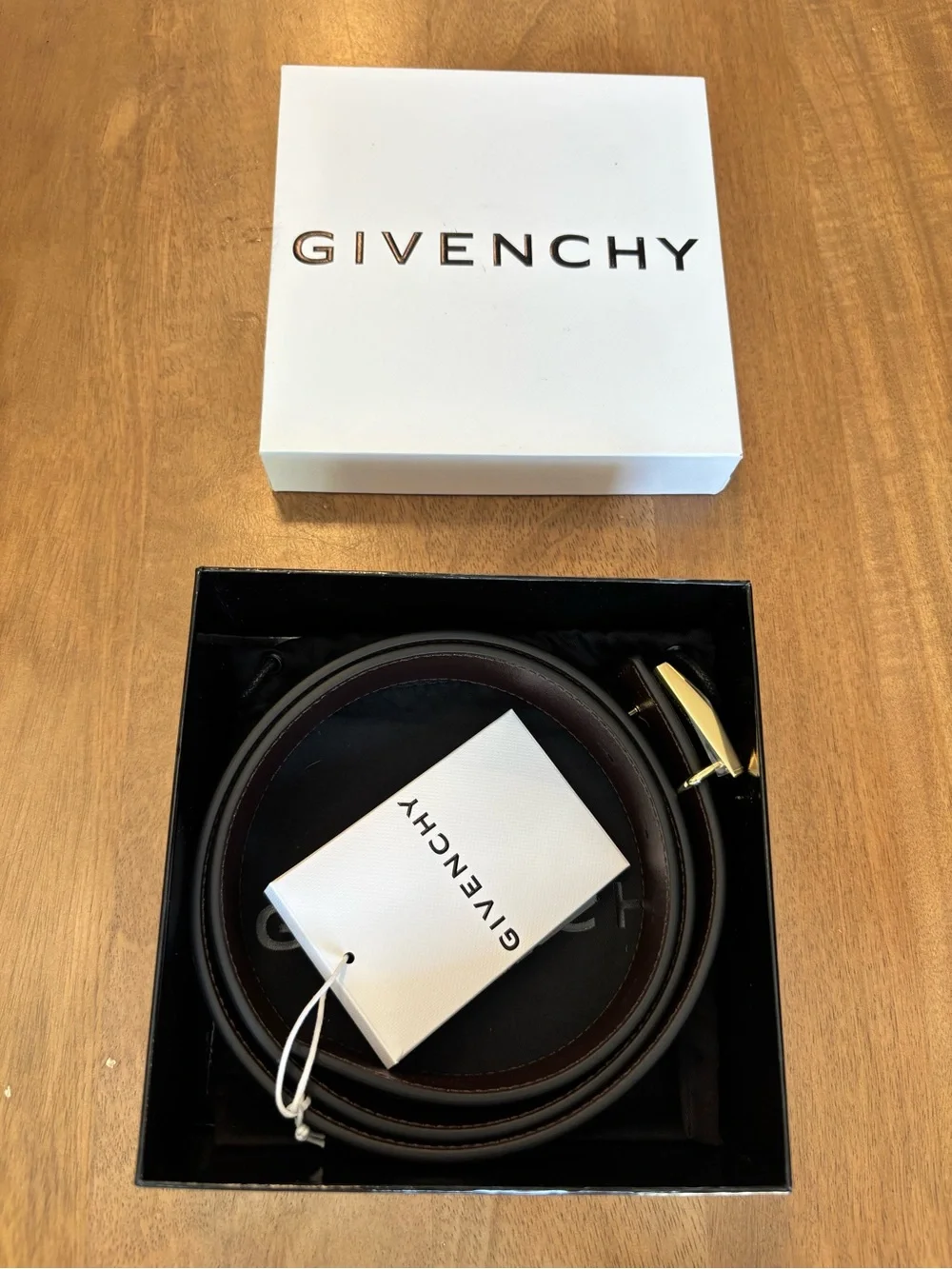 Givenchy 4G Reversible Leather Men’s Belt with Gold-Tone Buckle